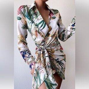 Floral Wrap Dress- (S)